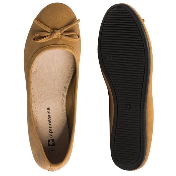 Alpine Swiss Polly Womens Bow Ballet Flats Round Toe Slip On Comfortable Shoes - Picture 5 of 5